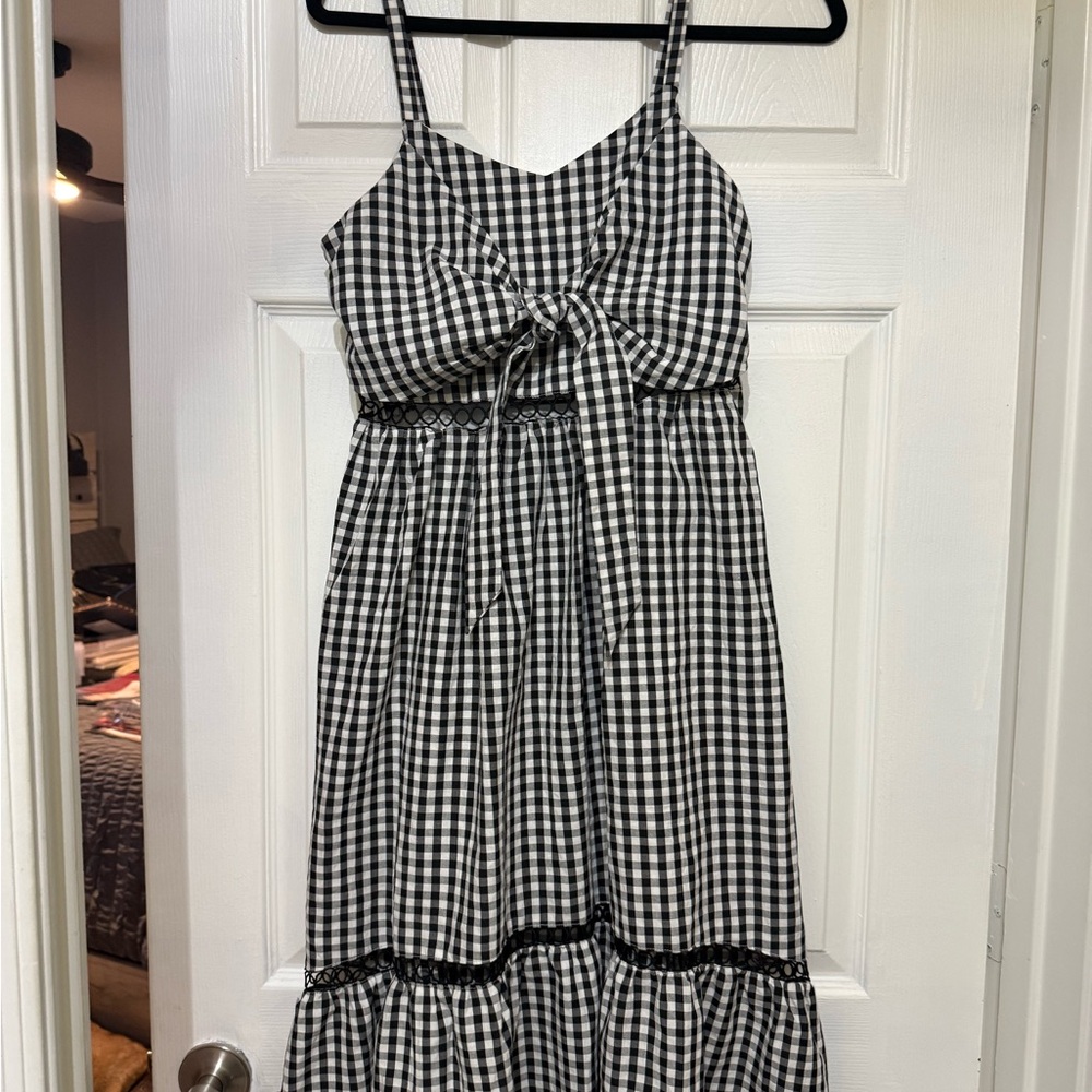 White Birch Black and White Gingham High Low Dress